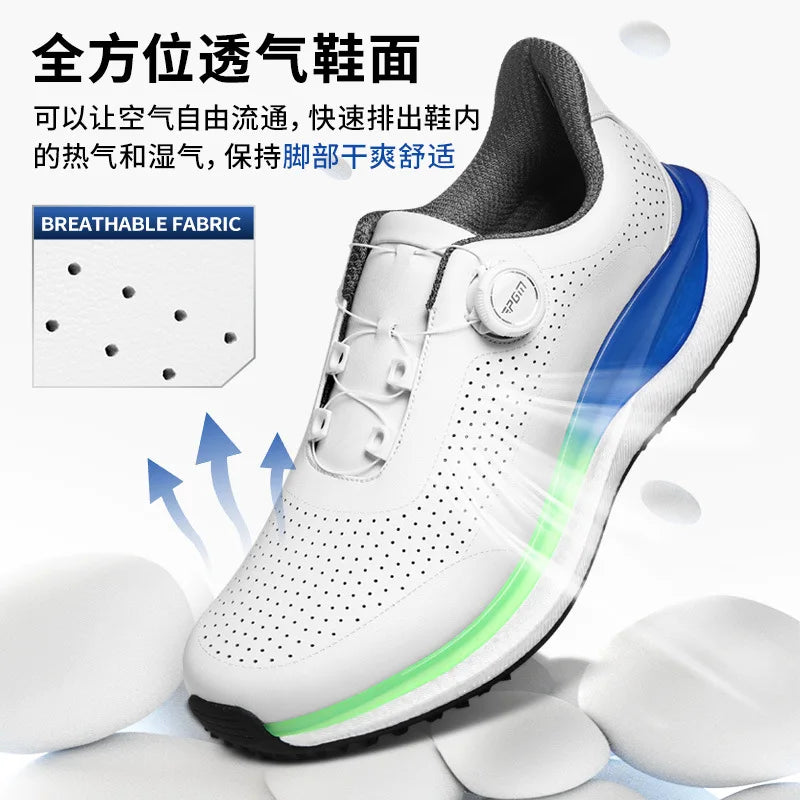 PGM Golf Men's Sports Sneakers Super Soft Popcorn Midsole Knob Lace Anti Slip Breathable Golf Shoes