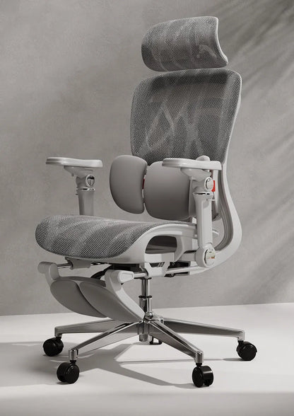 Chaise de bureau ergonomique, chaise de jeu pour ordinateur avec base en alliage d'aluminium