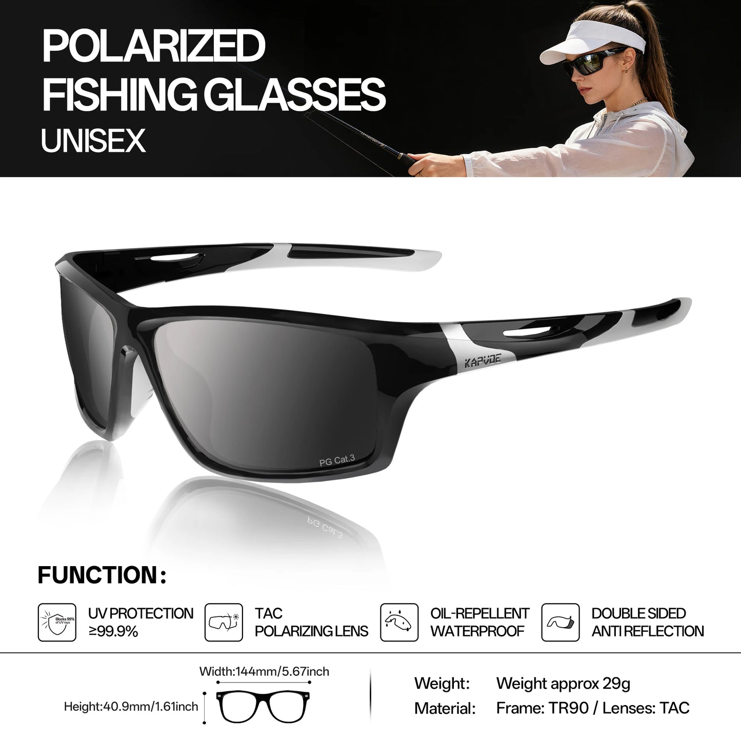 KAPVOE Outdoor Polarized Fishing Sunglasses Beach Ocean Sea Fishing Cycling UV400 MTB Sunglasses Bicycle Sports Hiking Eyewear