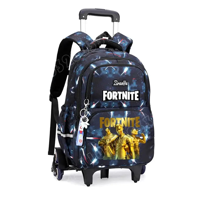 Fortnite Trolley Bag Easy Stair Climbing Anime Waterproof Wheeled Backpack Large Capacity Student Schoolbag Casual Travel Bag