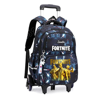 Fortnite Trolley Bag Easy Stair Climbing Anime Waterproof Wheeled Backpack Large Capacity Student Schoolbag Casual Travel Bag