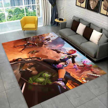 F-Fortnites Cartoon-Spielteppich für Spielzimmer, Schlafzimmer, Wohnzimmer, Sofa und Zuhause, Fußmatte als Dekoration, rutschfester Flächenteppich und Bodenmatte als Geschenk