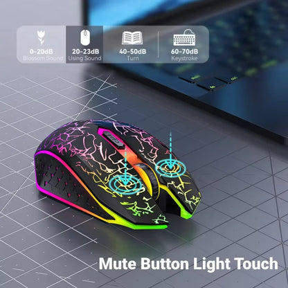 Rato sem fios Bluetooth 2.4GHz recarregável com retroiluminação RGB, 1600 DPI, design ergonómico, rato gaming para PC, portátil e MacBook