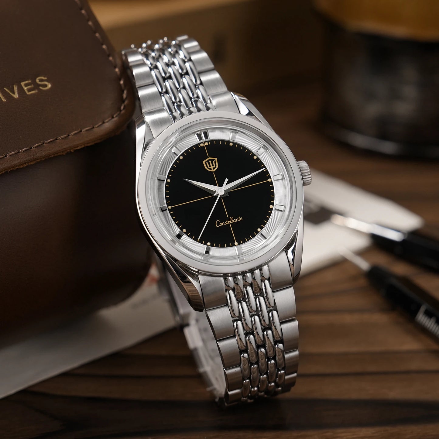 Watchdives WD1954 Arctic Classic 36mm Watch VH31 Sweep Second Movement 316L Stainless Steel Watches Sapphire Crystal Luminova
