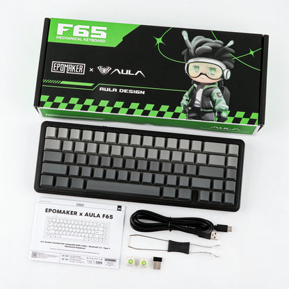 EPOMAKER x AULA F65 65% Layout Hot-Swap Gasket-mounted Wired/Bluetooth/2.4G Wireless Mechanical Keyboard for Mac/Win