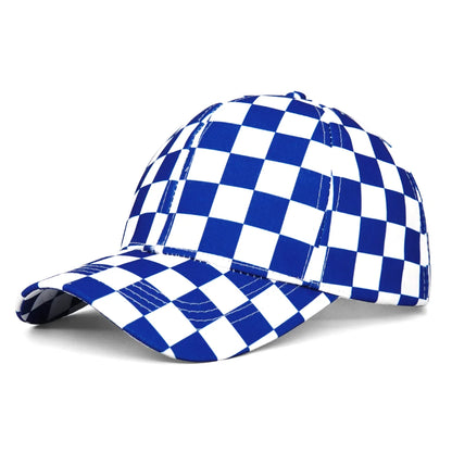 Spring Summer New Black and White Chessboard Lattice Plaid Baseball Cap Retro Casual Sunshade Sun Hat Travel Outdoor Hat Tide