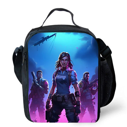 Cartoon FORTNITE Insulated Cooler Lunch Bag Cute Portable Lightweight Picnic Bag for Boys & Girls Age 5-10 Kids Daily Food Bag