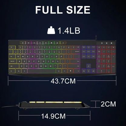 New Wired Light Backlit RGB Mute Keyboard  Desktop Notebook Home Business For Office Ultra Thin USB office home