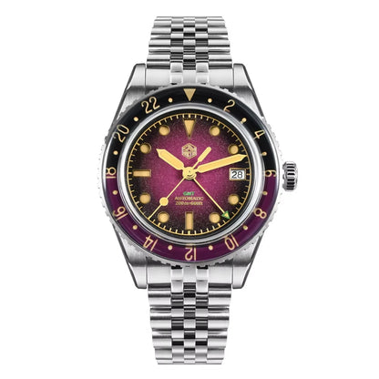 2025 New San Martin SN0134 Men Watch NH34 GMT Sandwich Dial 40mm Bidirectional Sapphire Bezel Luxury Sports Watch 20Bar Watches