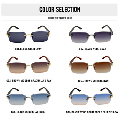 Square Sunglasses Women Luxe 2026 Rimless Sunglass Men Wooden Fashion Glasses Vintage Dropshipping Gafas De Sol Hombre Zonnebril