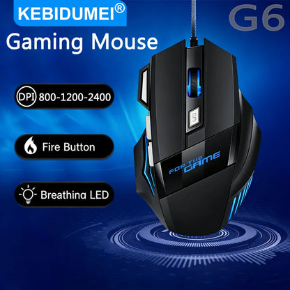 USB Wired Gaming Mouse RGB 2400 DPI Ergonomic Optical Mouse with 7 Buttons, RGB Backlit USB Wired Gaming Mouse for PC, Laptop & Office
