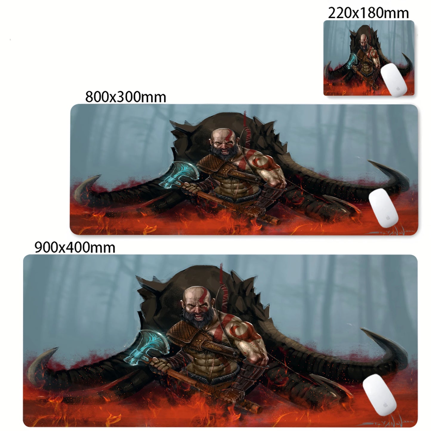Xxl Mouse Pad God of War Desk Mat Pc Gaming Accessories Keyboard Computer Mousepad Gamer Large Cabinet Office Table Carpet Rug