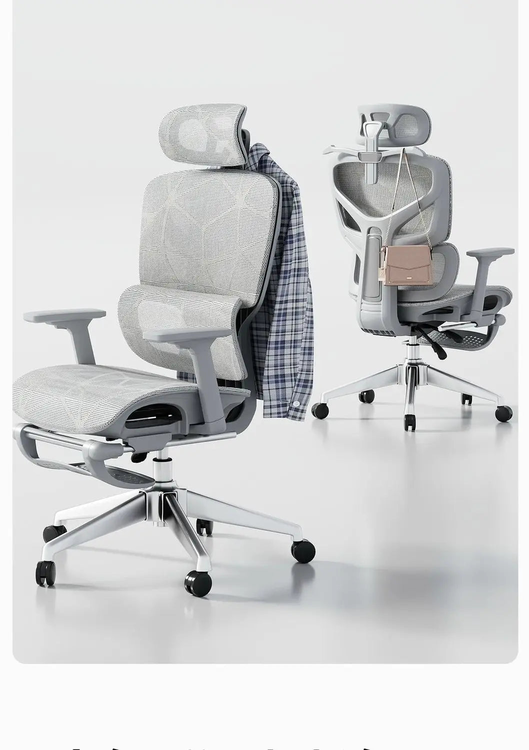 Sedia da ufficio ergonomica in rete con supporto lombare 6D, sedia da computer con schienale alto, sedia da scrivania reclinabile regolabile con poggiapiedi