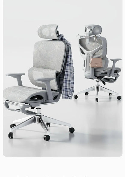 Sedia da ufficio ergonomica in rete con supporto lombare 6D, sedia da computer con schienale alto, sedia da scrivania reclinabile regolabile con poggiapiedi