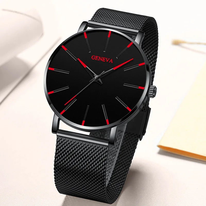 Fashion Mens Watches Top Brand Luxury Quartz Watch Men Casual Slim Mesh Steel Waterproof Sport Watch Relogio Masculino