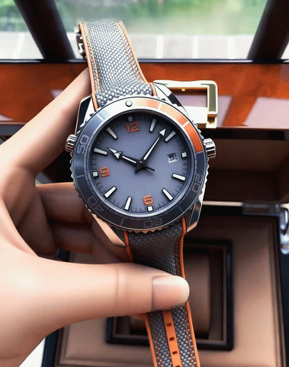 904L Stainless Steel Case, for Men Automatic Mechanical Movement Luxury Watch, Black Blue Leather Ceramic Exquisite Heritage