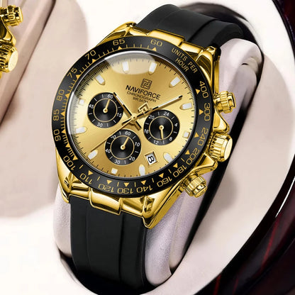 Montre-bracelet pour homme NAVIFORCE 2026 – Style luxe, tendance, décontracté et professionnel – Chronographe étanche avec bracelet en silicone – Idée cadeau