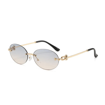 Oval Rimless Sunglasses High-End Casual and Luxurious Women's Borderless Sun Glasses Fashion and Personalized Sunglasses