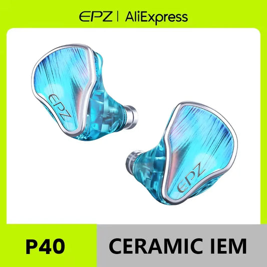 EPZ P40 PZT Ceramic HiFi In-Ear Headphones 2DD+1Planar Hybrid Drivers, EPZ P40 Ceramic Earphones with Silver-Plated Cable, 4.4mm/3.5mm Audiophile IEM