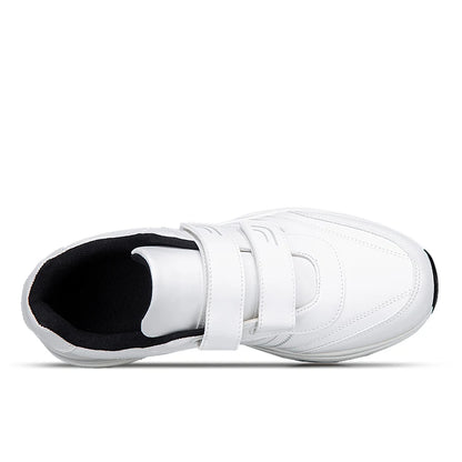 Sneakers da uomo in pelle regolabili con chiusura a strappo, scarpe sportive casual, sneakers bianche, scarpe da ginnastica sportive da uomo
