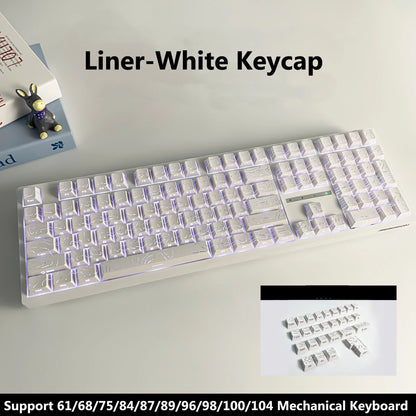 Topographic 4.0 Side Printed Keycaps Cherry Profile Double Shot PBT Keycaps for MX Switch Mechanical Keyboard with ISO Enter Shine Through Keycaps