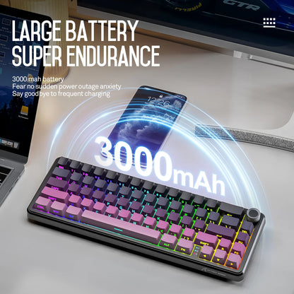 Attack Shark X66 Wireless Mechanical Keyboard 65% Compact Layout RGB Backlight Gasket Hot Swap Bluetooth USB-C PBT Large battery