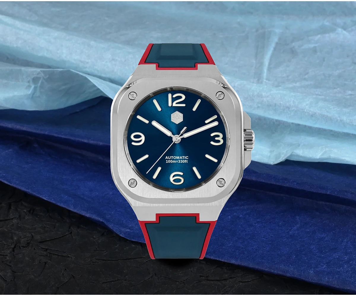 San Martin 40mm Classic Luxury Sport Watch Distinctive Square Case Stainless Steel Men Watch Automatic Mechanical 10 Bar SN0074