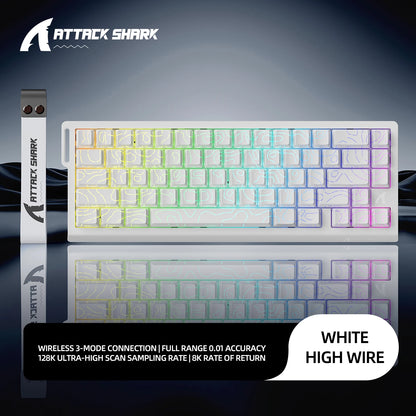 Teclado gaming magnético ATTACK SHARK X68HE X68PRO HE e FREEWOLF F68 com fios F68Pro sem fios para gaming profissional 0.01mm Rapid Trigg