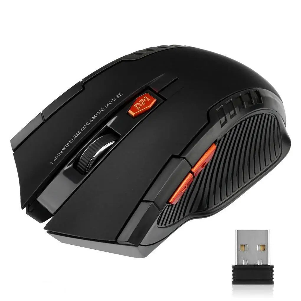 2.4G Wireless Mouse 1600DPI Optical Gaming Mouse with USB Receiver, 6-Button Ergonomic Wireless Mouse for PC, Laptop & Computer