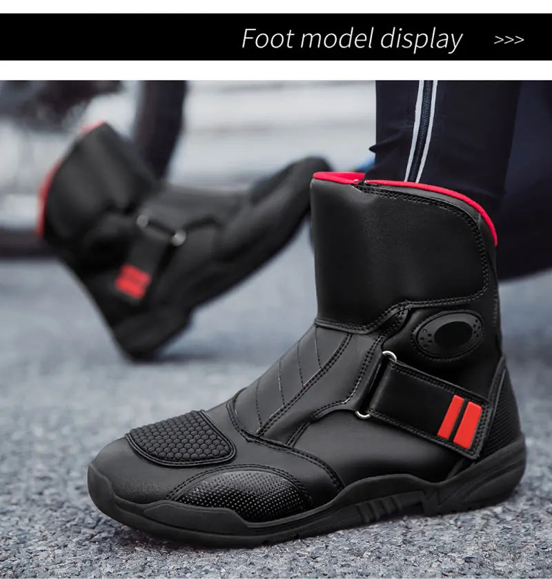2025 New Men's Motorcycle Boots Outdoors Waterproof Safety Protection Motorcycle Shoes High Quality PU Leather Men Motos Boot
