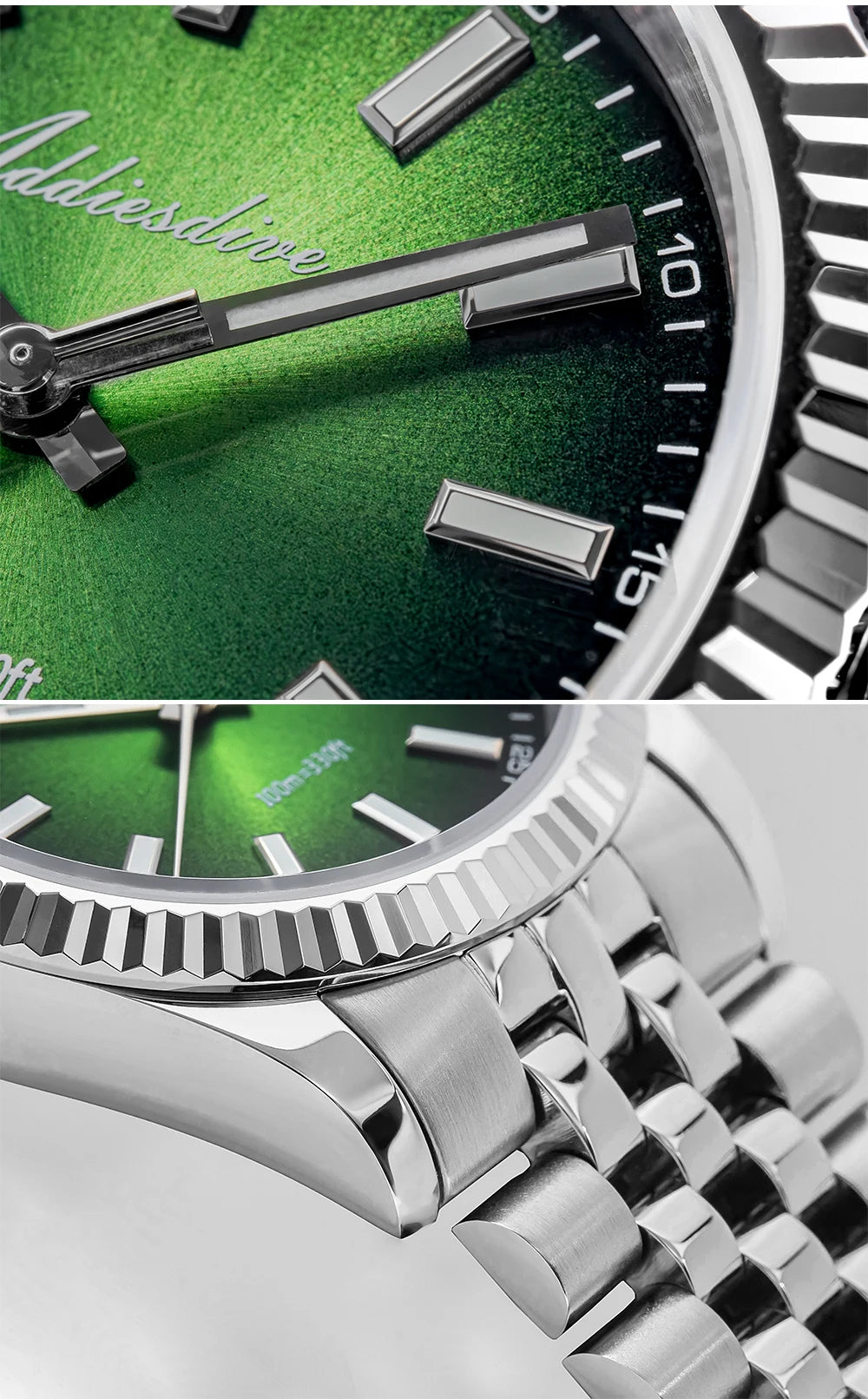 ADDIESDIVE New Men's Watch AD2073 Sapphire Glass 36mm VH31 Sunburst Quartz Watches 10Bar Waterproof Diving Luminous Wristwatch