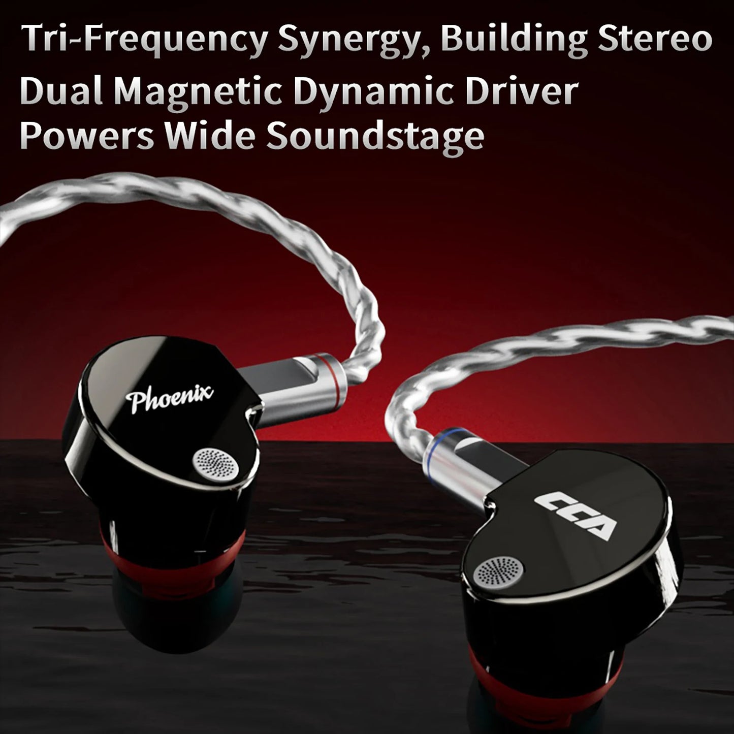 CCA Phoenix HiFi Wired Earphones Metal Alloy In-Ear Headphones with 10mm Dual Magnetic Dynamic Driver for Gaming & Music
