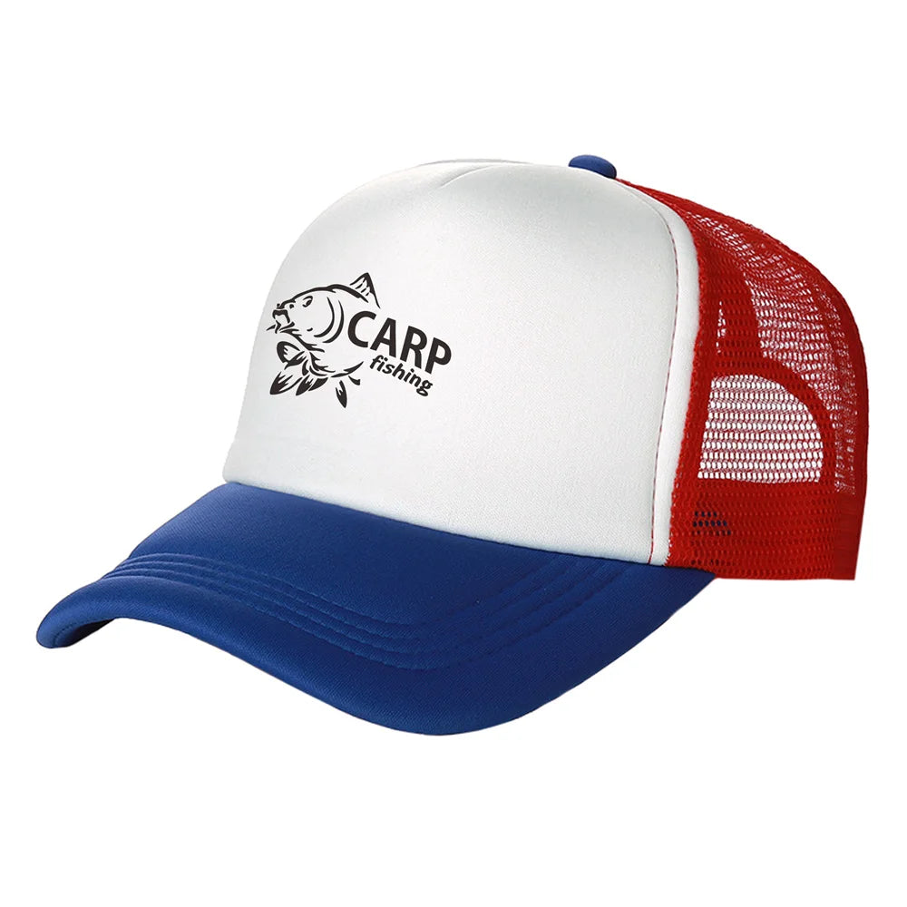 „Carp Fish“ vyriškos „Trucker“ kepurės, juokingos žvejybos motyvais, beisbolo kepurės, vėsios vasarinės unisex kepurės iš tinklelio MZ-169