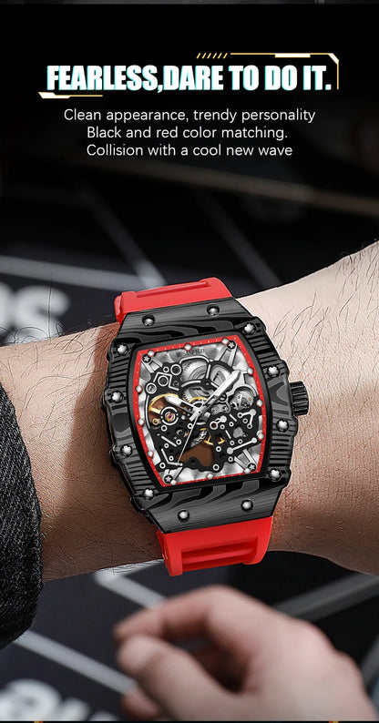 MUSANFIGO barrel shaped design, luxurious fully automatic mechanical men's watch, waterproof and luminous trendy watch