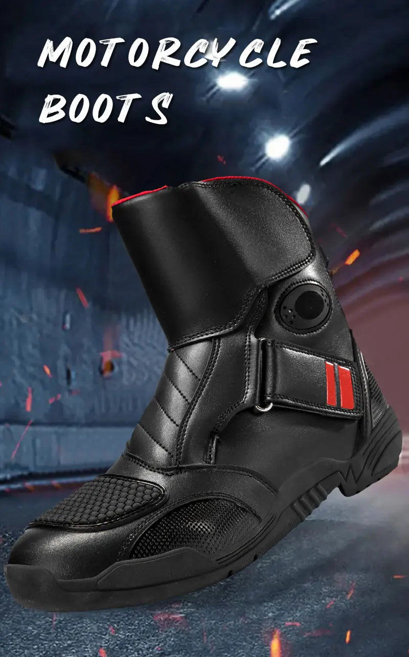 2025 New Men's Motorcycle Boots Outdoors Waterproof Safety Protection Motorcycle Shoes High Quality PU Leather Men Motos Boot
