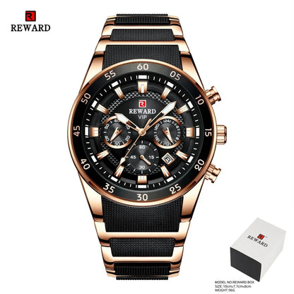 REWARD Men's Watches 81011M Sports Silicone Quartz Men's Watch Waterproof Calendar Chronograph Luminous Watches Men