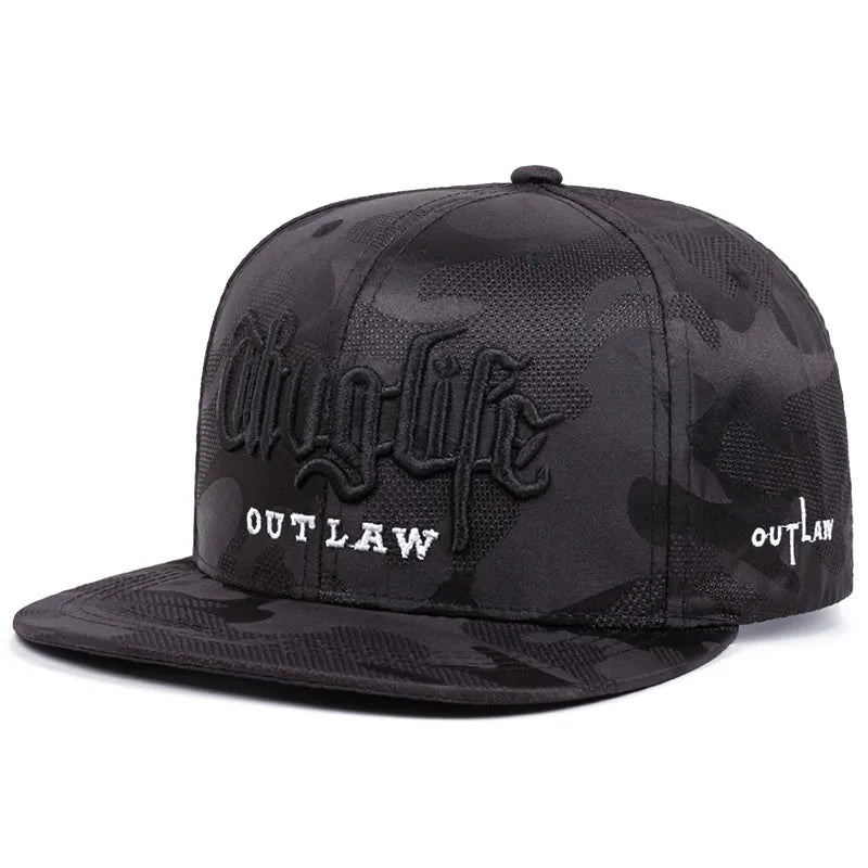 2025 Fashion Personalized New Flat brimmed Hat Riot LIFE Embroidered Street Hip Hop Hat Sunshade Decoration Baseball Hat Unisex