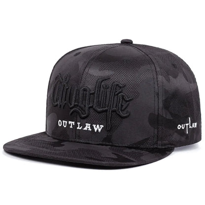 2025 Fashion Personalized New Flat brimmed Hat Riot LIFE Embroidered Street Hip Hop Hat Sunshade Decoration Baseball Hat Unisex