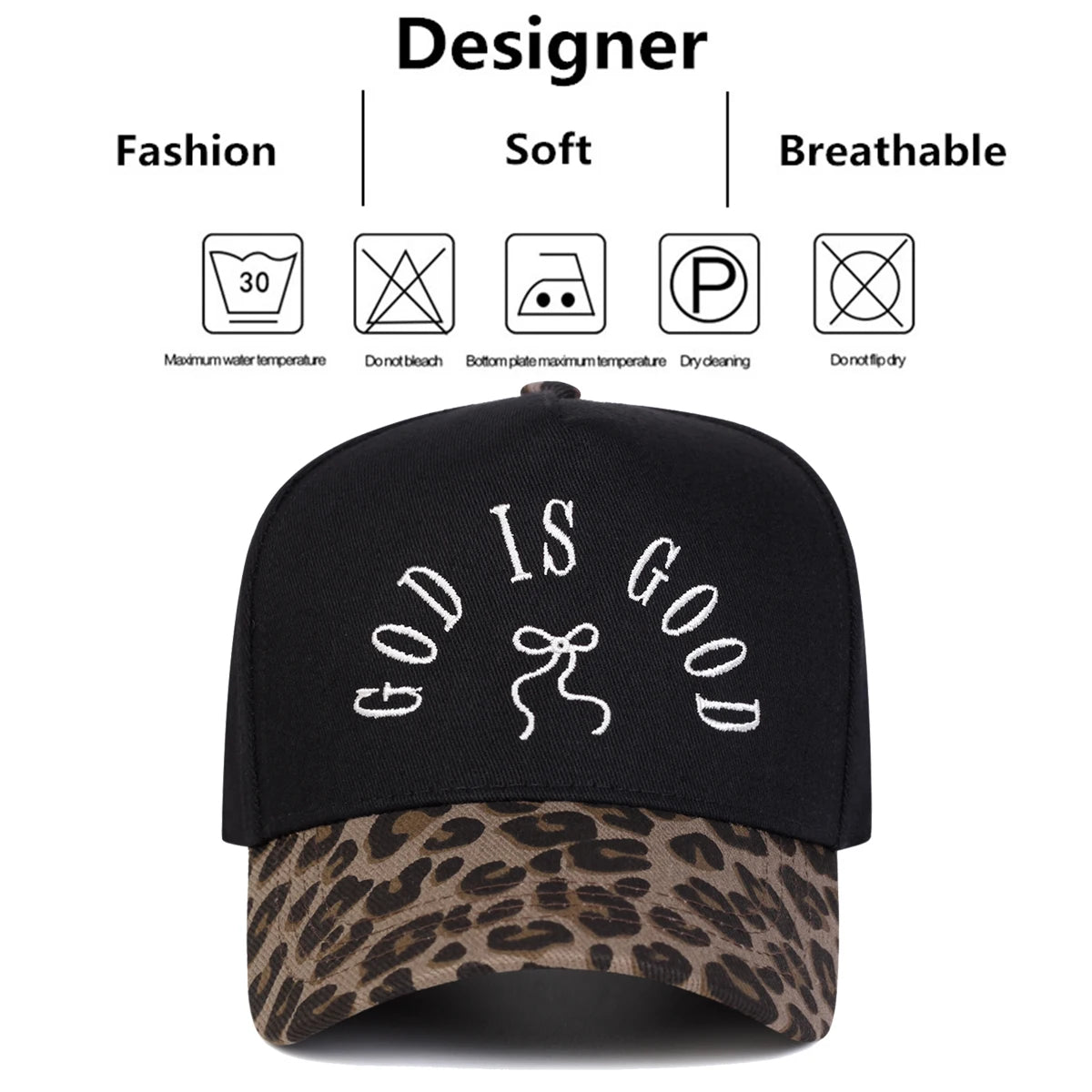 Unisex GOD IS GOOD Bow Embroidery Baseball Caps Spring Autumn Outdoor Adjustable Casual Hats Sunscreen Hat Sports Cap