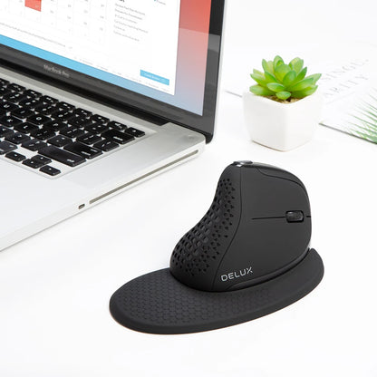 DELUX M618XSD Ergonomic Vertical Mouse with OLED Screen, 4000 DPI, Rechargeable 1000mAh Battery, Wireless & Wired Computer Mouse