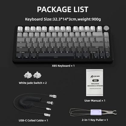 ATTACK SHARK X85 Tri-mode Gasket 75% Mechanical Keyboard with CNC Knob, 5-Layer Padding, Hot Swappable, RGB Backlight, NKRO