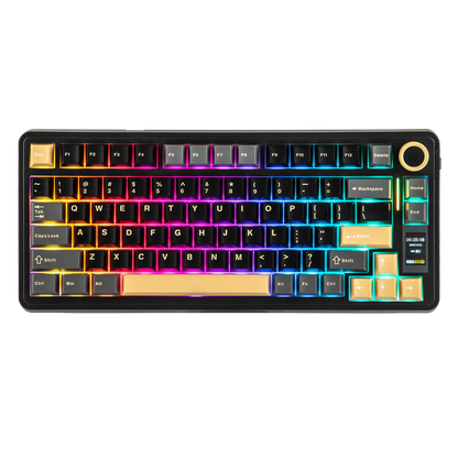 Teclado mecánico EPOMAKER X AULA EA75 MAX 75% ANSI US con hot-swap, montaje gasket, conexión por cable/BT/inalámbrica 2.4GHz, pantalla y perilla