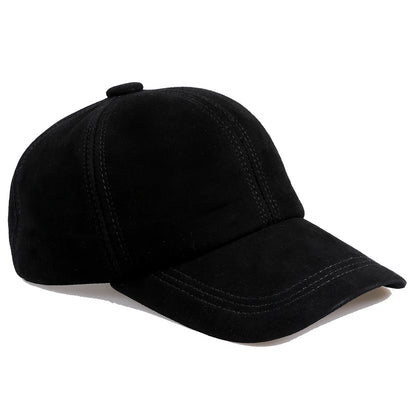 BOONJOVIA Unisex Genuine Suede Leather Baseball Caps for Mens Womens-Adjustable Buckle Back Real Leather Hats