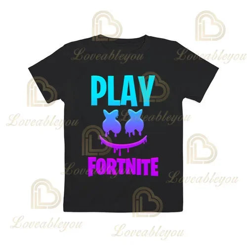 Cartoon-T-Shirt für Jungen und Mädchen, Fortnite-T-Shirt Battle Royale 3D, 3 bis 14 Jahre, Victory Royale, Gaming-Oberteil für Kinder und Teenager