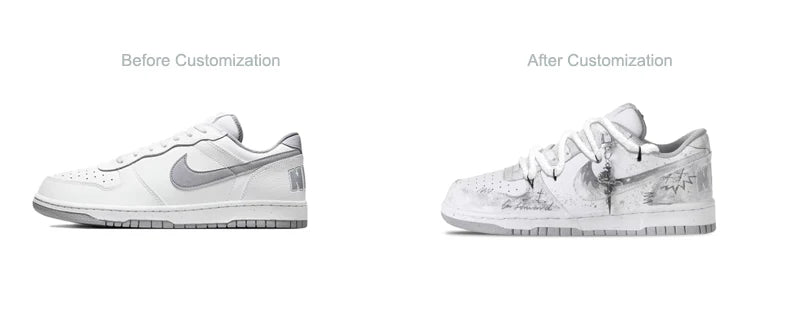 Personalizované tenisky Nike Big Cold Fog Rose Retro High Street & Chinese Ink Wash – protiskluzové nízké skateové boty pro muže