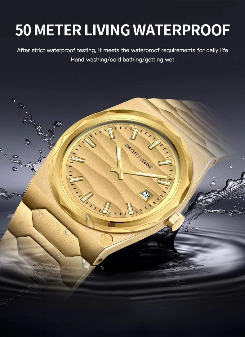 2025 New Arrivals Specht & Söhne 222 Gold Watches For Men Super Slim Steel Sapphire Classic Quartz Watch Relogio Masculino 37MM