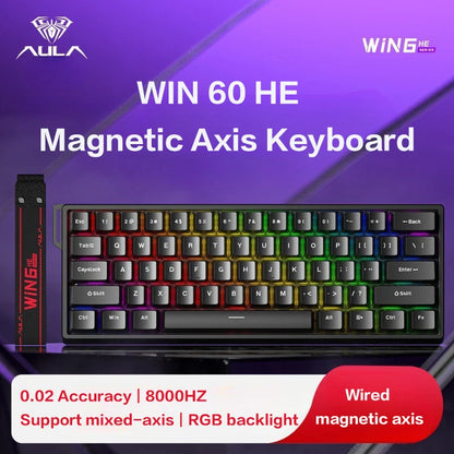 AULA WIN60 HE Wired Connection Magnetic Axis Keyboard RT Custom Mechanical Keyboard for E-sports Games 8K Polling Rate