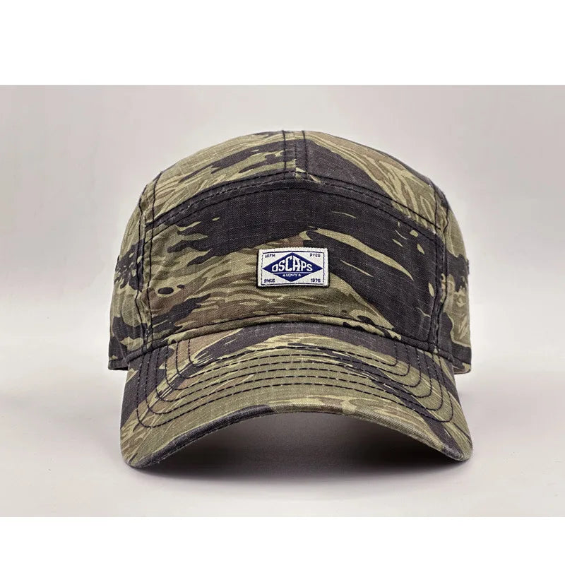 Workwear Style Camo Short Brim Baseball Cap for Men Women, Trendy Unisex Outdoor Sun Protection Peak Hat