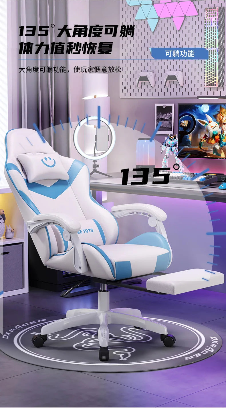 Gaming Chair for Ergonomic Desk Racing Office Adjustable High Back Game Swivel Leather Chair with Lumbar Support and Headrest
