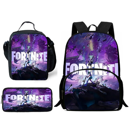 Hot-Game-Kinderrucksäcke mit Lunchbag und Federmäppchen, große Schultaschen für Schüler, Design F – FortniteS, für Jungen und Mädchen, ideales Geschenk
